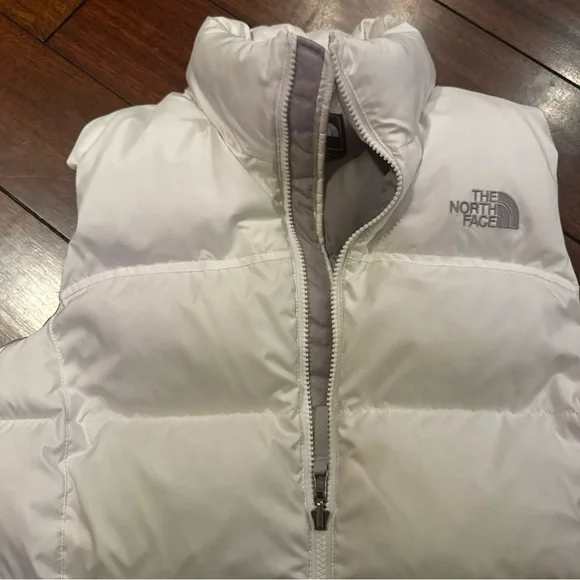 The North Face Nuptse 700 Down Puffer Vest Women’s White Gray Medium - Picture 2 of 8